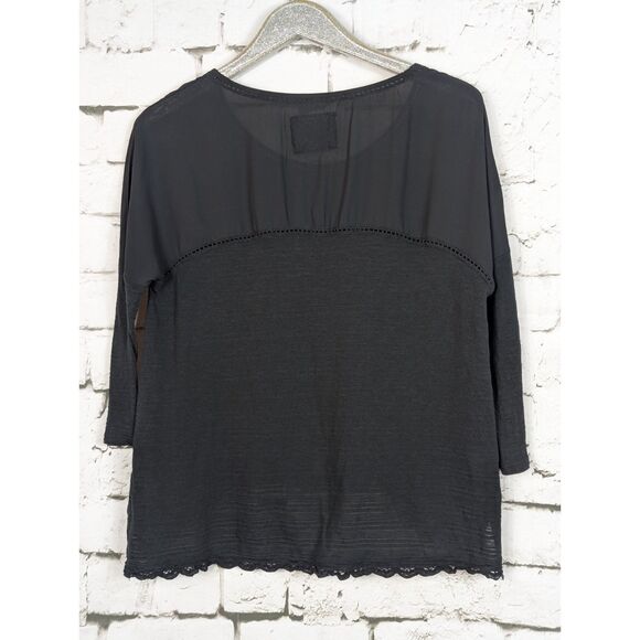 ANTHROPOLOGIE Meadow Rue Tayrona Lace Top Slub Knit Boho Casual Medium - Picture 3 of 7